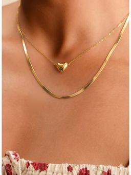 Vosgi - Golden Heart Charm Beaded Necklace