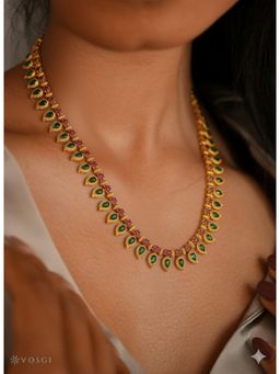 Vosgi - Multi-Color Stoned Long Haaram Necklace