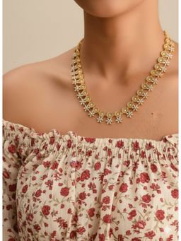 Vosgi - White Gold-Plated Floral Motif Necklace