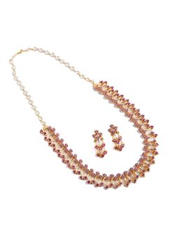 Vosgi - Ornate Heirloom Pink Stone Jewellery Set