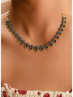 Vosgi - Blue Beautiful Micro Gold Polish White Stone Short Necklace