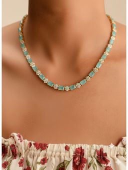 Vosgi - Green American Diamond And Sufi Stone Necklace