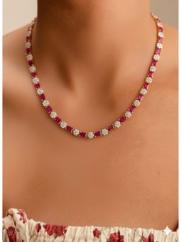 Vosgi - Pink American Diamond And Sufi Stone Necklace