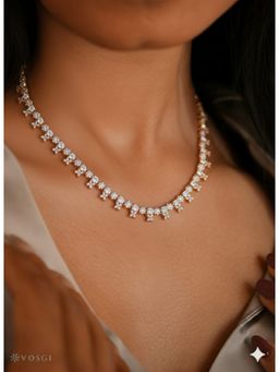 Vosgi - White One Gram Micro Gold Plated Trendy Designer Stone Necklace