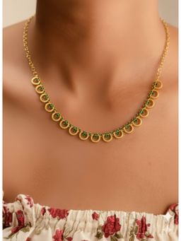 Vosgi - Green Almond And Flower Gold Plated Necklace