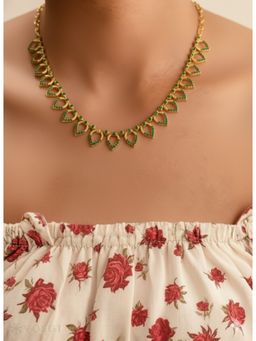 Vosgi - Green Beautiful Micro Gold Polish Ruby Stone Short Necklace