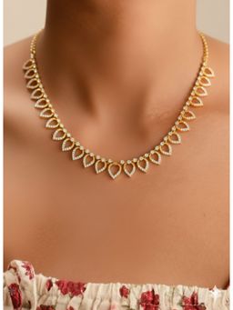 Vosgi - White Beautiful Micro Gold Polish Ruby Stone Short Necklace