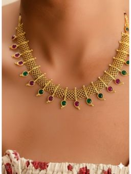 Vosgi - Multi-Color Traditional Gold Plated Stone Necklace