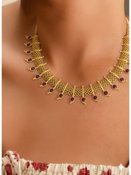 Vosgi - Pink Traditional Gold Plated Stone Necklace