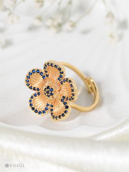 Vosgi - Navy Blue Flower Ring