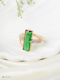 Vosgi - Green Luxe Baguette Stone Ring