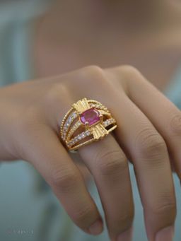 Vosgi - Pink Radiant Gemstone Ring