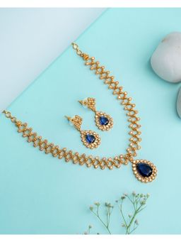 Vosgi - Blue Heritage Emerald And Gold Pave Necklace And Earrings