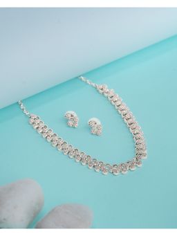 Vosgi - White Nature-Inspired Leaf Necklace And Earrings