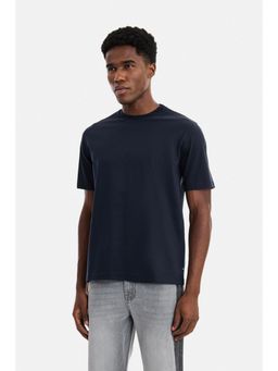 Snitch - Navy Blue Plain Half Sleeves Regular Casual T-Shirt