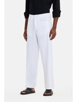 Snitch - White Solid Relaxed Trouser