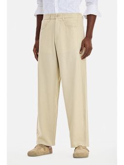 Snitch - Beige Solid Relaxed Trouser