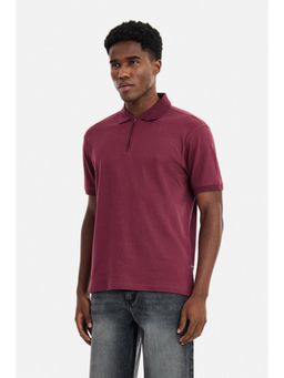 Snitch - Maroon Solid Half Sleeves Regular Casual Polo T-Shirt