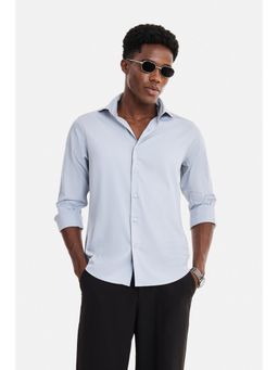 Snitch - Light Grey Solid Full Sleeves Slim Formal Shirt
