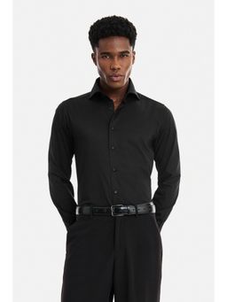Snitch - Black Solid Full Sleeves Slim Formal Shirt