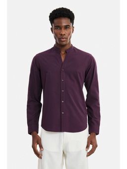 Snitch - Wine Seersucker Full Sleeves Slim Casual Shirt