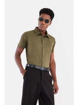 Snitch - Brown Micro Textured Half Sleeves Regular Casual Shirt
