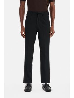Snitch - Black Solid Regular Formal Trouser