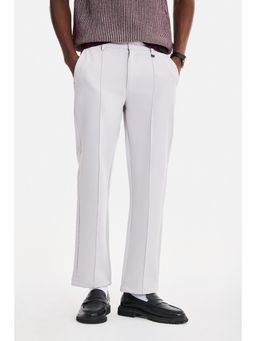 Snitch - Light Grey Solid Straight Formal Trouser