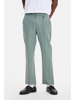 Snitch - Sage Green Solid Straight Formal Trouser