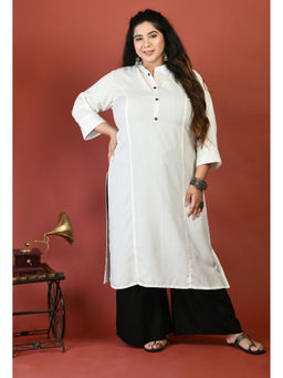 Desi Noor - Plus Size Solid Off White Kurta