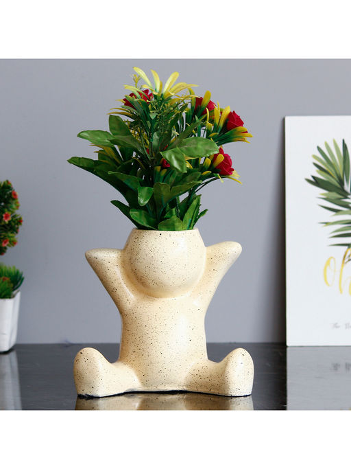 eCraftIndia Happy Man Pose Ceramic Garden Planter