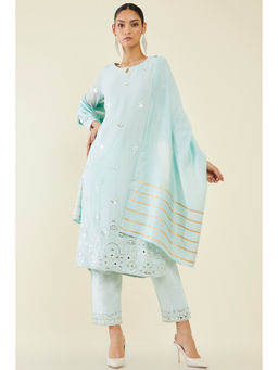 Soch - Women Blue Georgette Embroidered Suit (Set of 3)