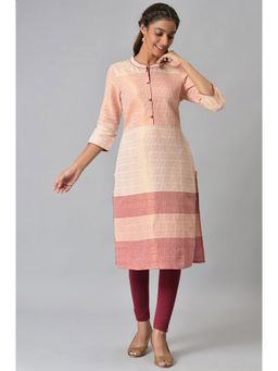 Aurelia - Burnt Peach Dobby Straight Kurta