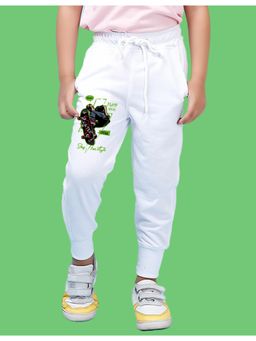 Nusyl - White Skateboard and Text Printed Cotton Joggers for Boys
