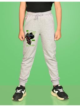 Nusyl - Grey Skateboard and Text Printed Cotton Joggers for Boys
