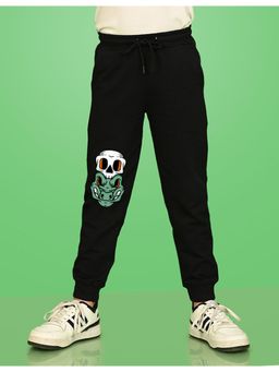 Nusyl - Black Crocodile Face Printed Cotton Joggers for Boys