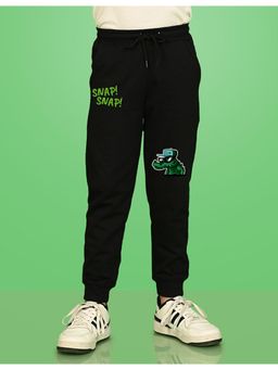 Nusyl - Black Crocodile and Text Printed Cotton Joggers for Boys