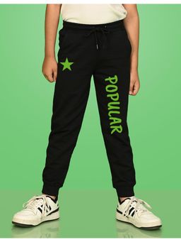 Nusyl - Black Star and Text Printed Cotton Joggers for Boys