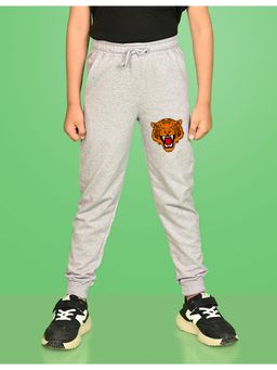 Nusyl - Grey Tiger Face Printed Cotton Joggers for Boys