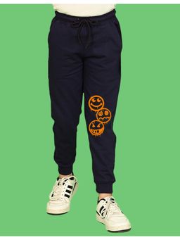 Nusyl - Navy Blue Emojis Printed Cotton Joggers for Boys