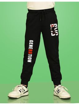 Nusyl - Black Generation Text Printed Cotton Joggers for Boys
