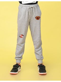 Nusyl - Girls Grey Bang Text Printed Straight Fit Joggers