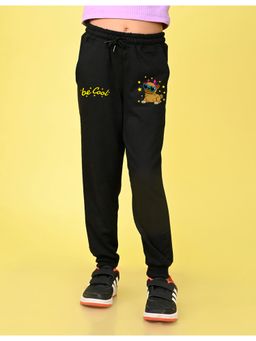 Nusyl - Girls Black Be Cool Text Printed Straight Fit Joggers
