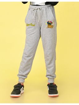 Nusyl - Girls Grey Be Cool Text Printed Straight Fit Joggers