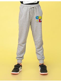 Nusyl - Girls Grey Cool Text Printed Straight Fit Joggers