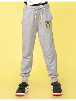 Nusyl - Girls Grey Turtle Printed Straight Fit Joggers