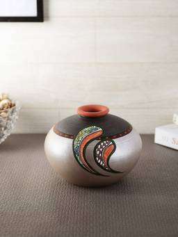 VarEesha - Spring Flowers Terracotta Round Vase