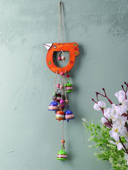 VarEesha - Tinkle Bells Orange Bird Wall Hanging Wind Chime with Small Bells