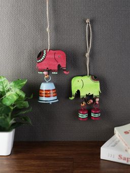 VarEesha - Tinkle Bells Elephant Wall Decorative Bells Wind Chime - Set of 2