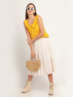 Zink London - Womens Yellow Printed Top